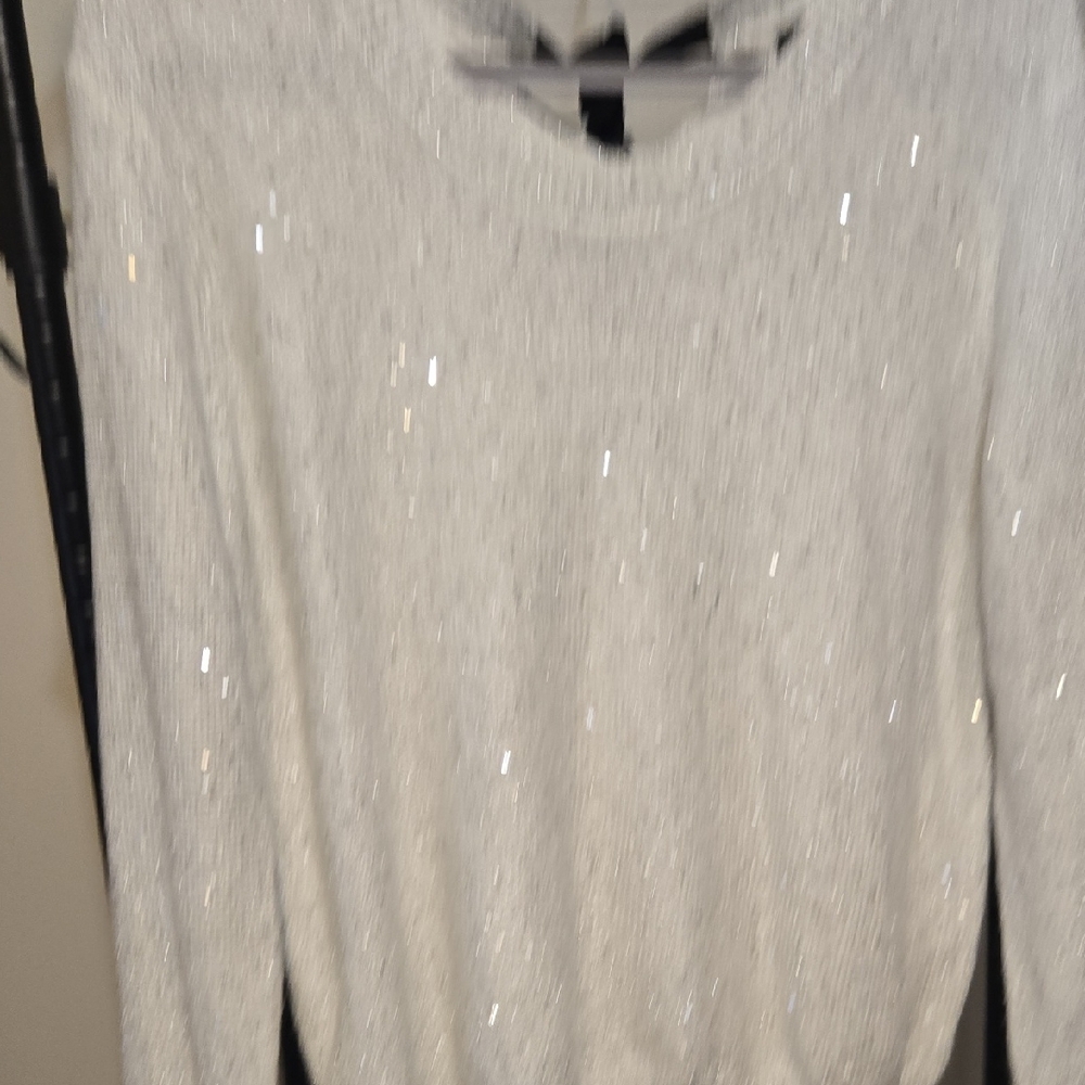 a.n.a White Sequin Knit Sweater Bow Detail In Back - Picture 3 of 4